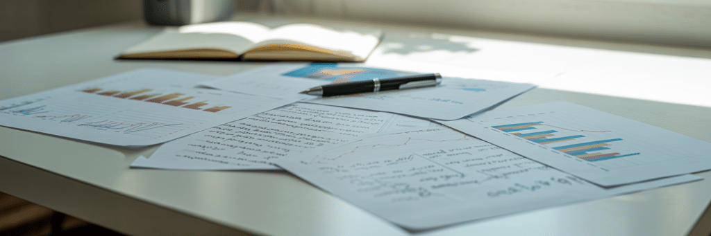 Documents avec graphiques et notes utilisés pour une analyse critique